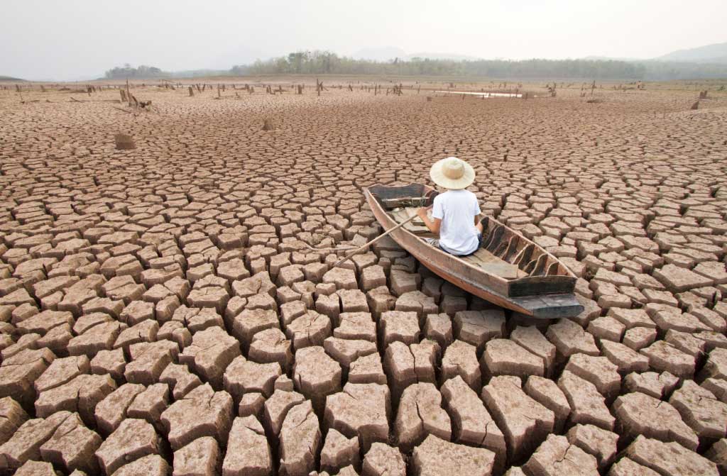 climate change man on boat