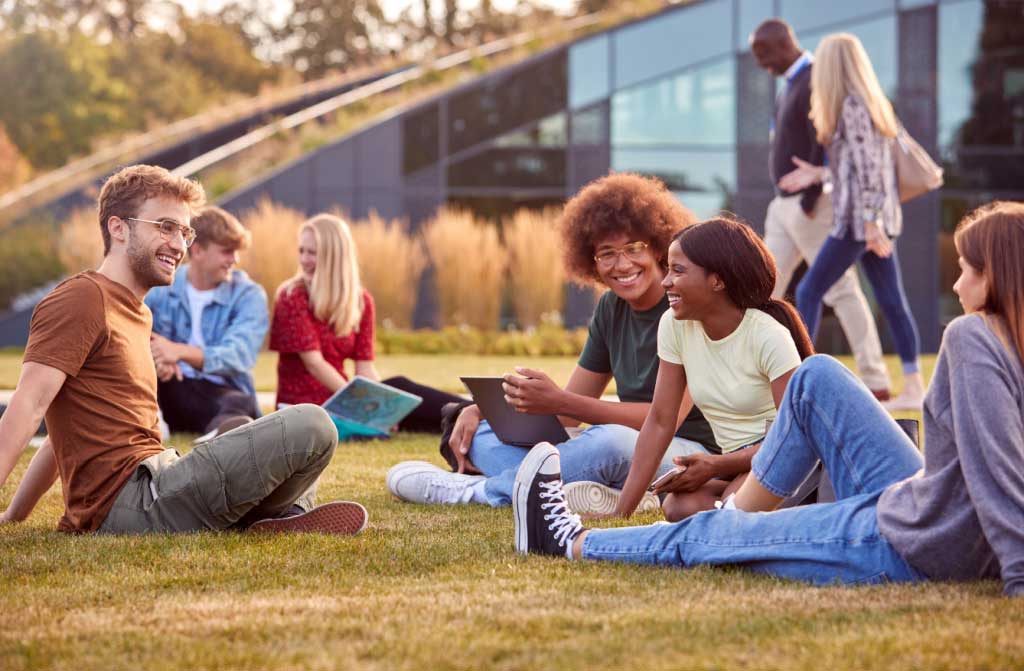 group of university students college