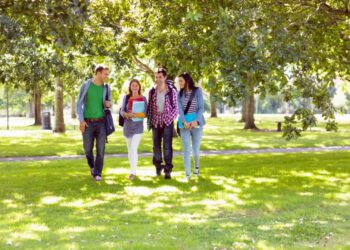 group of young college students