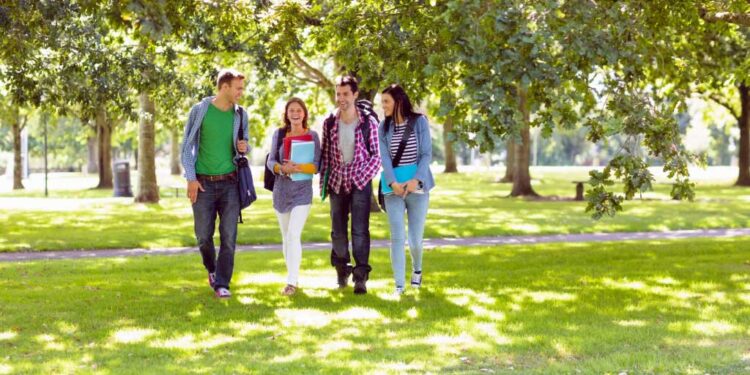 group of young college students
