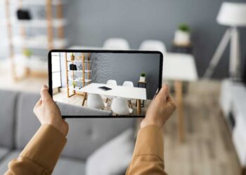 showing online tour on tablet