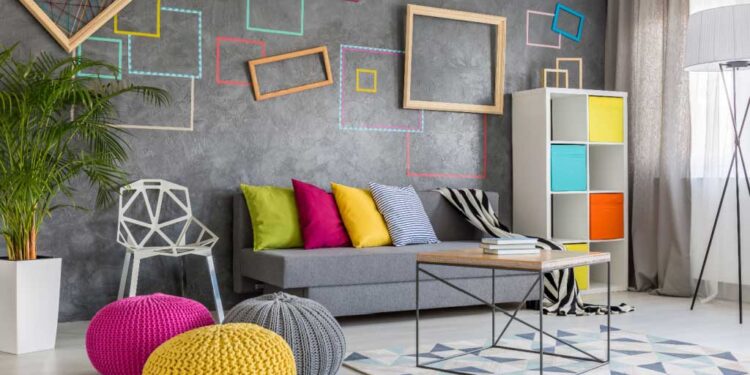 spacious modern lounge grey sofa