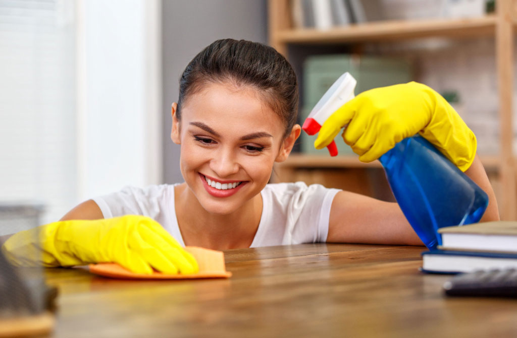 beautiful woman cleaning