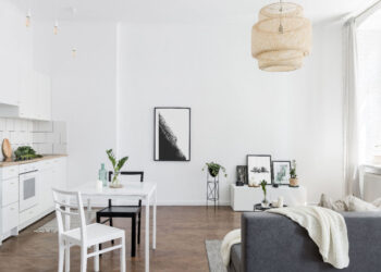 scandinavian studio apartment living room