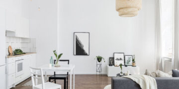 scandinavian studio apartment living room