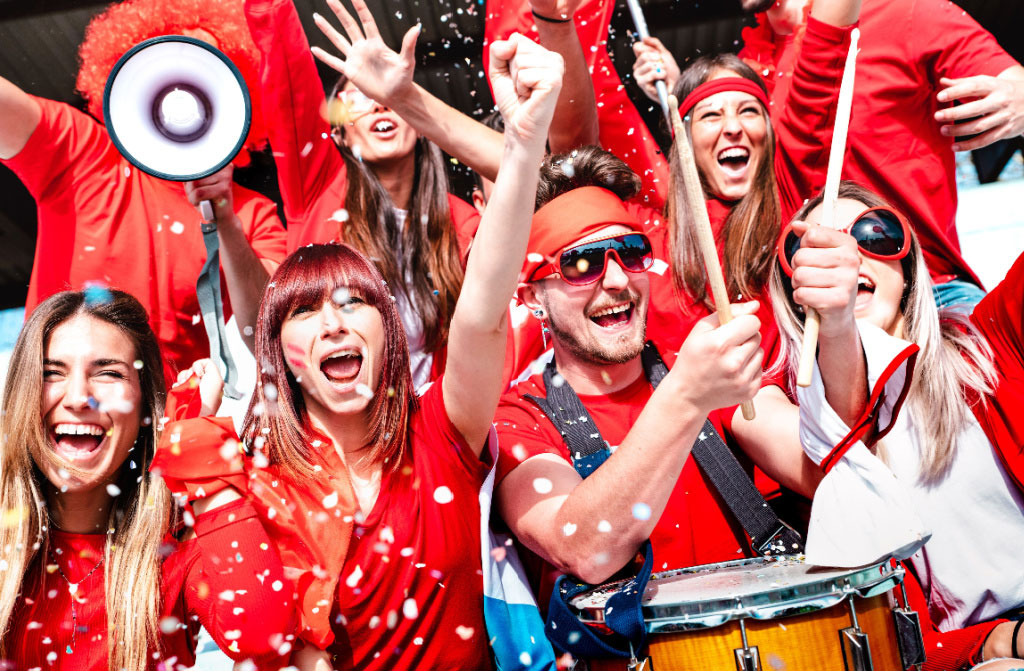 footbal supporter cheering favorite team