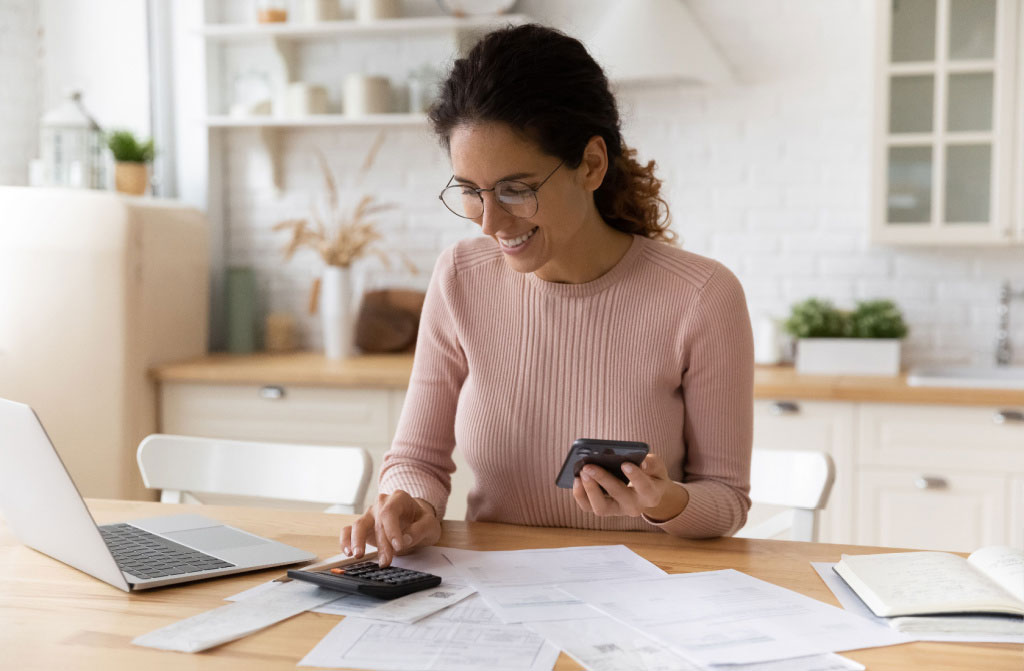 young latina female work financial