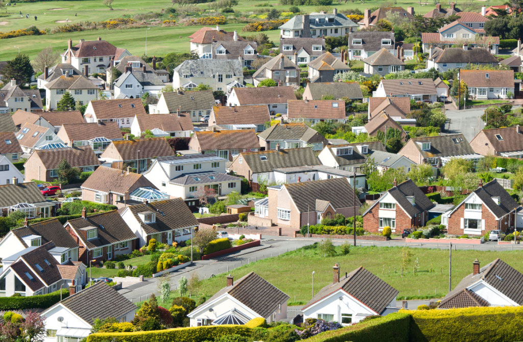 aerial shot o residential houses