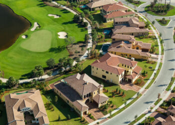aerial view lovely florida golf