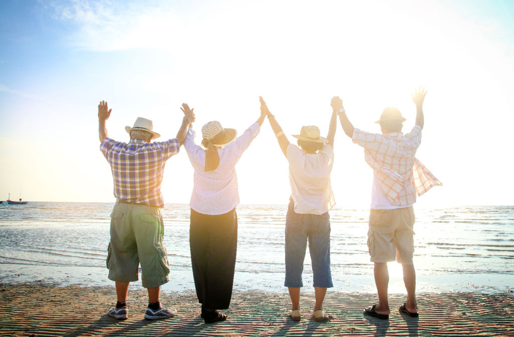 elderly groups live happy