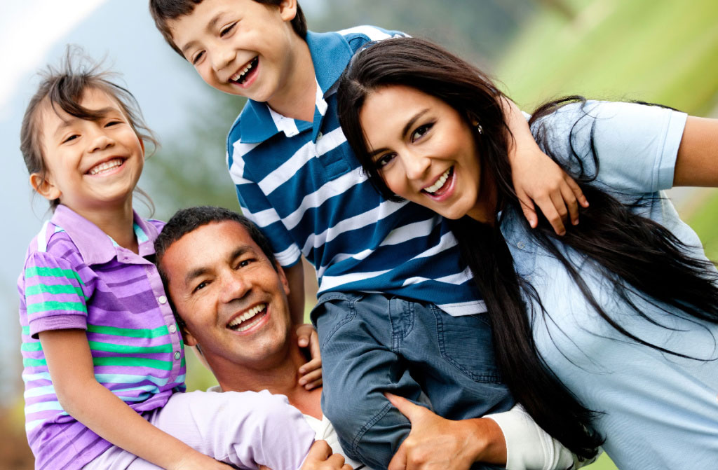 happy family outdoor smiling