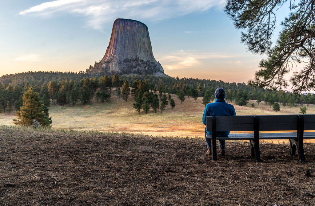 man sitting on bench watching