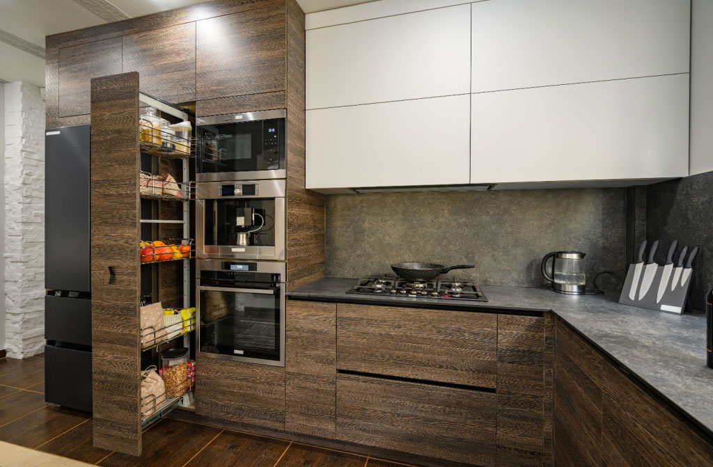 modern large luxurious dark brown kitchen design