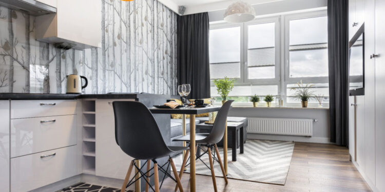 modern small room kitchen area wooden