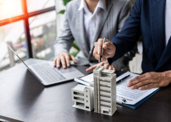 view of a residential and commercial buildings