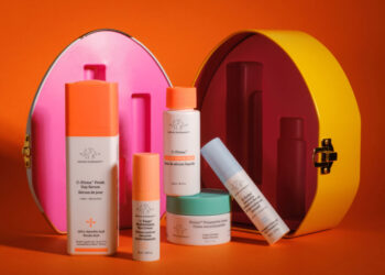 drunk elephant products on orange background