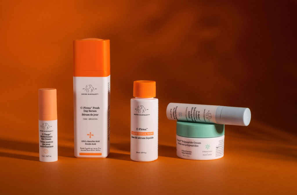 products on the orange background