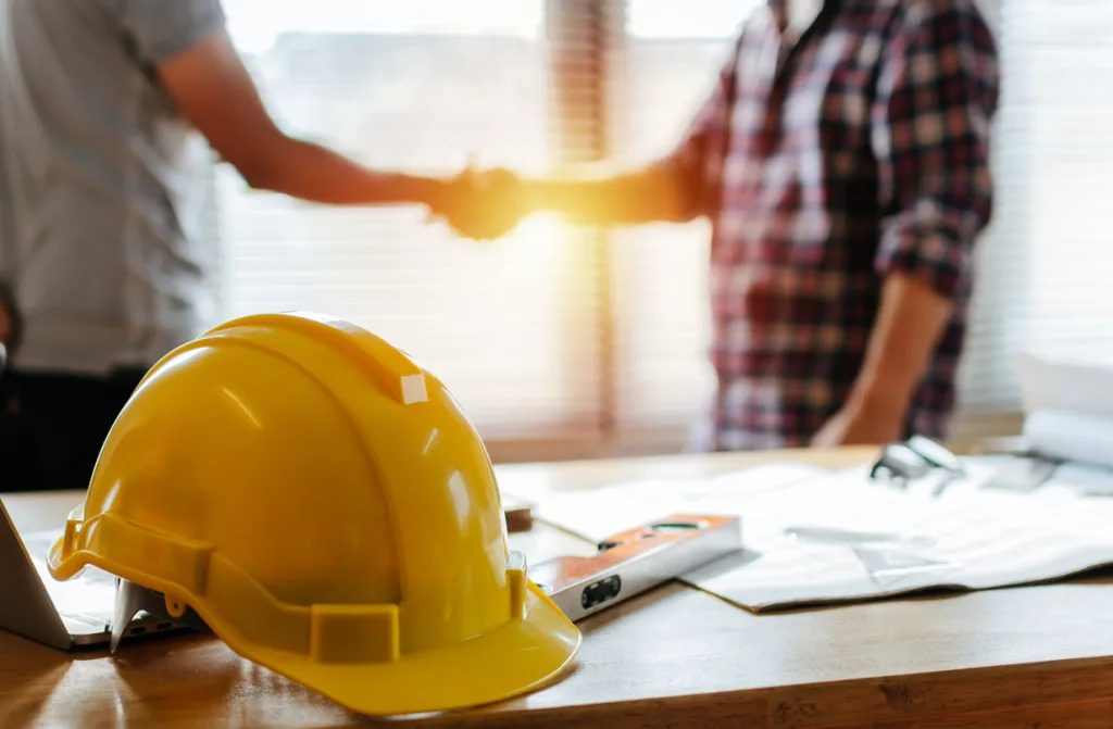 safety helmet workplace desk view