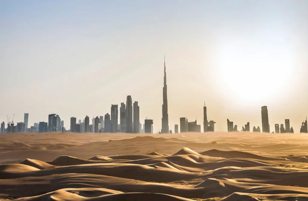 dubai skyline desert view