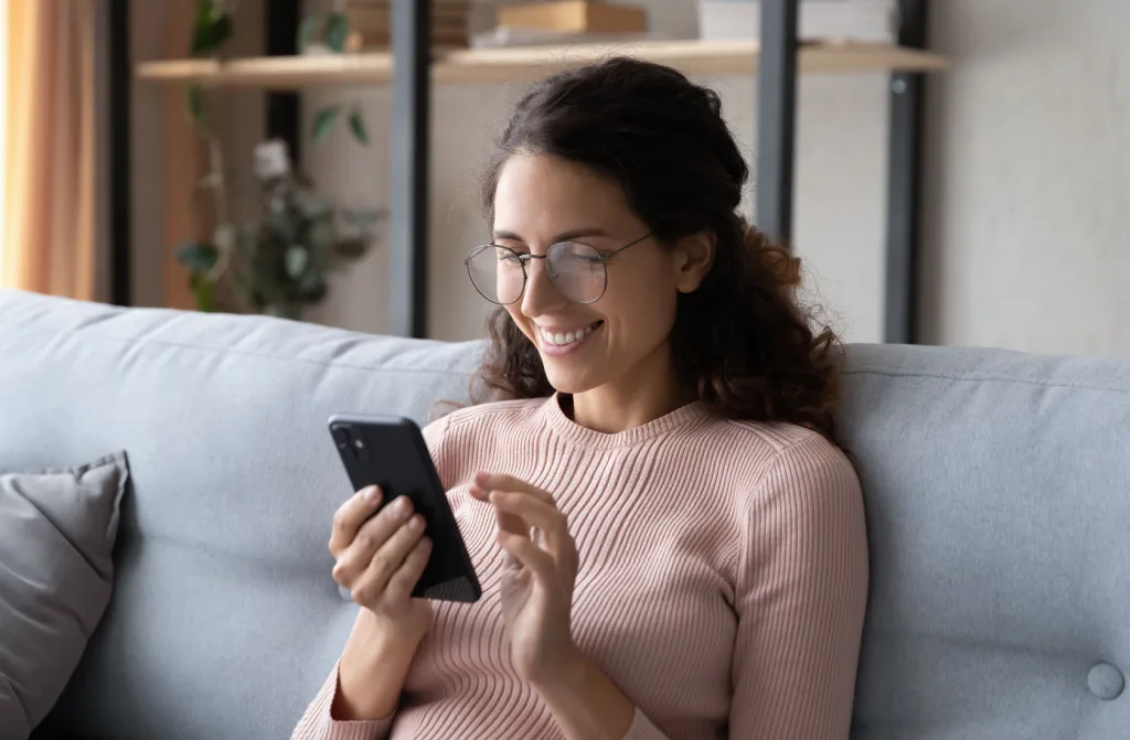 happy millenial woman relaxing on