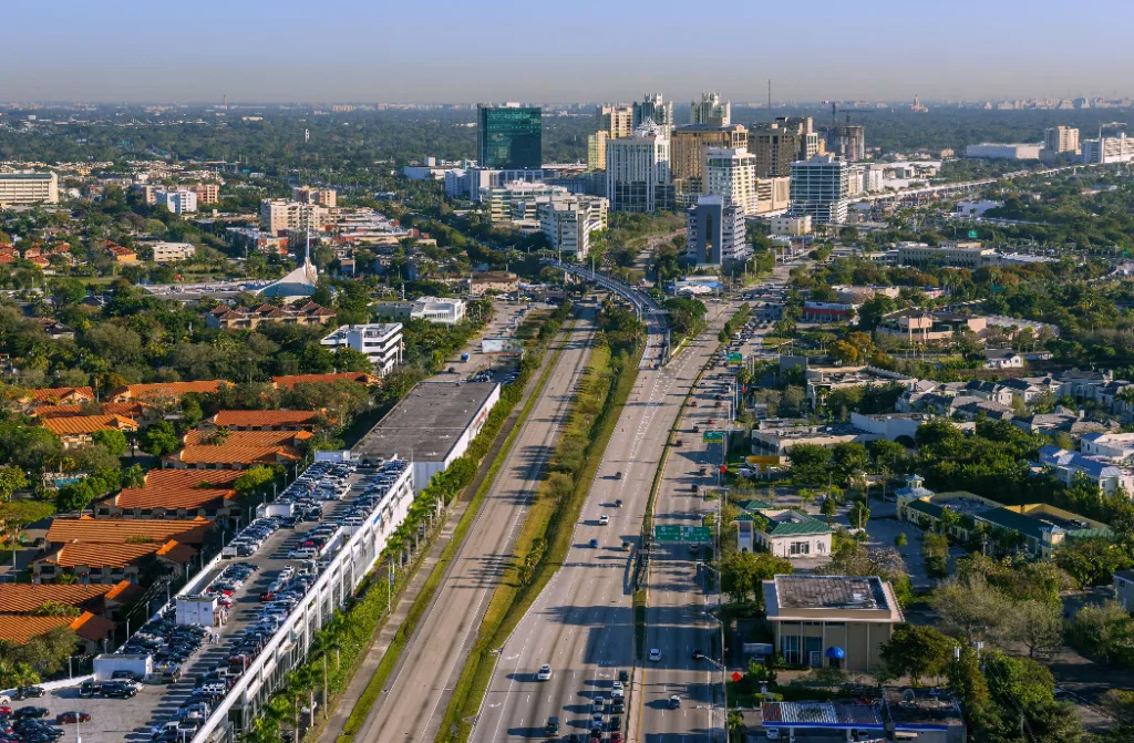 aerial view of south miami