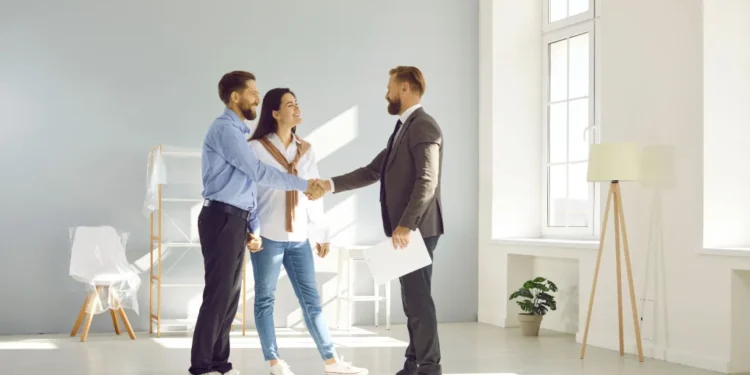 young married couple make deal