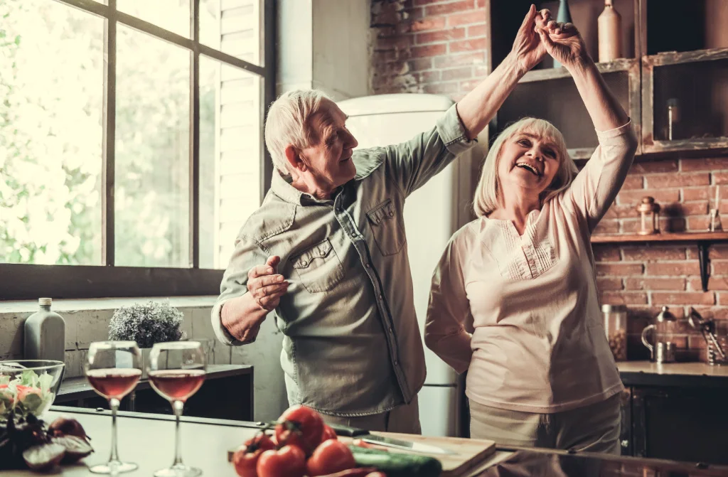 beautiful senior couple dancing