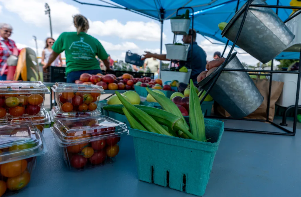 farmers with vegetables