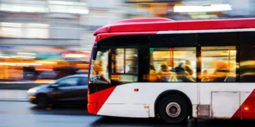 picture bus city traffic motion