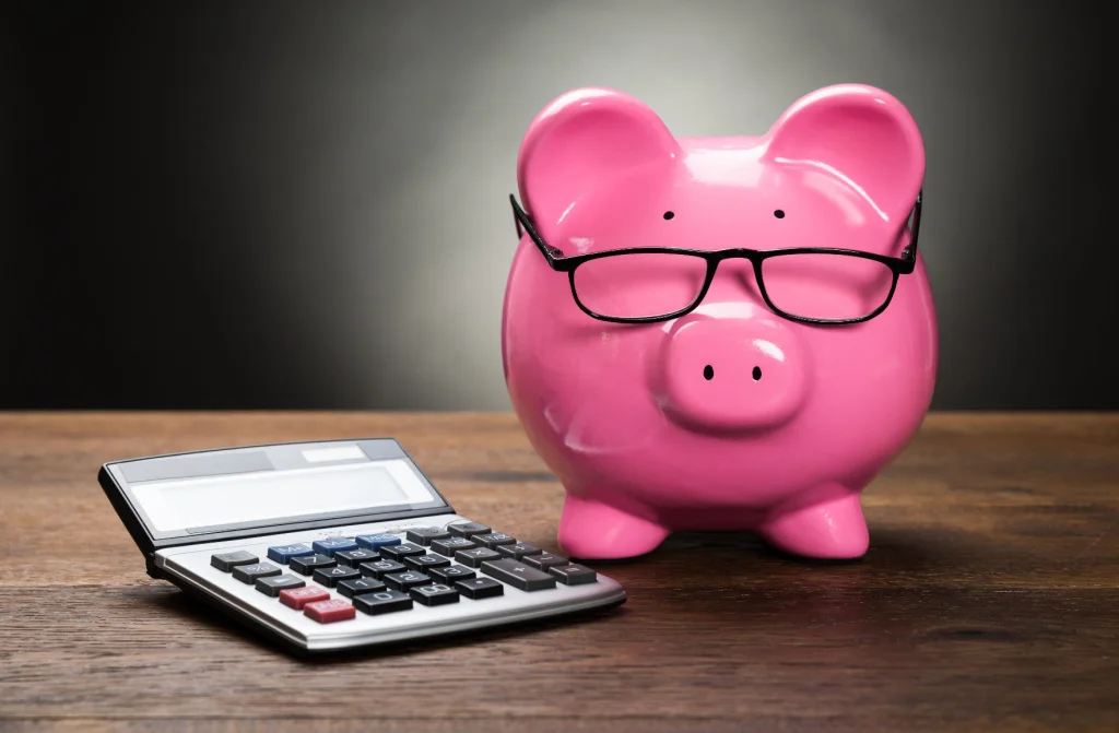 pink piggy bank calculator
